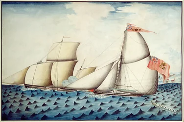 Die Eroberung der Vier Brüder durch den Badger, Revenue Cutter, ca. 1823